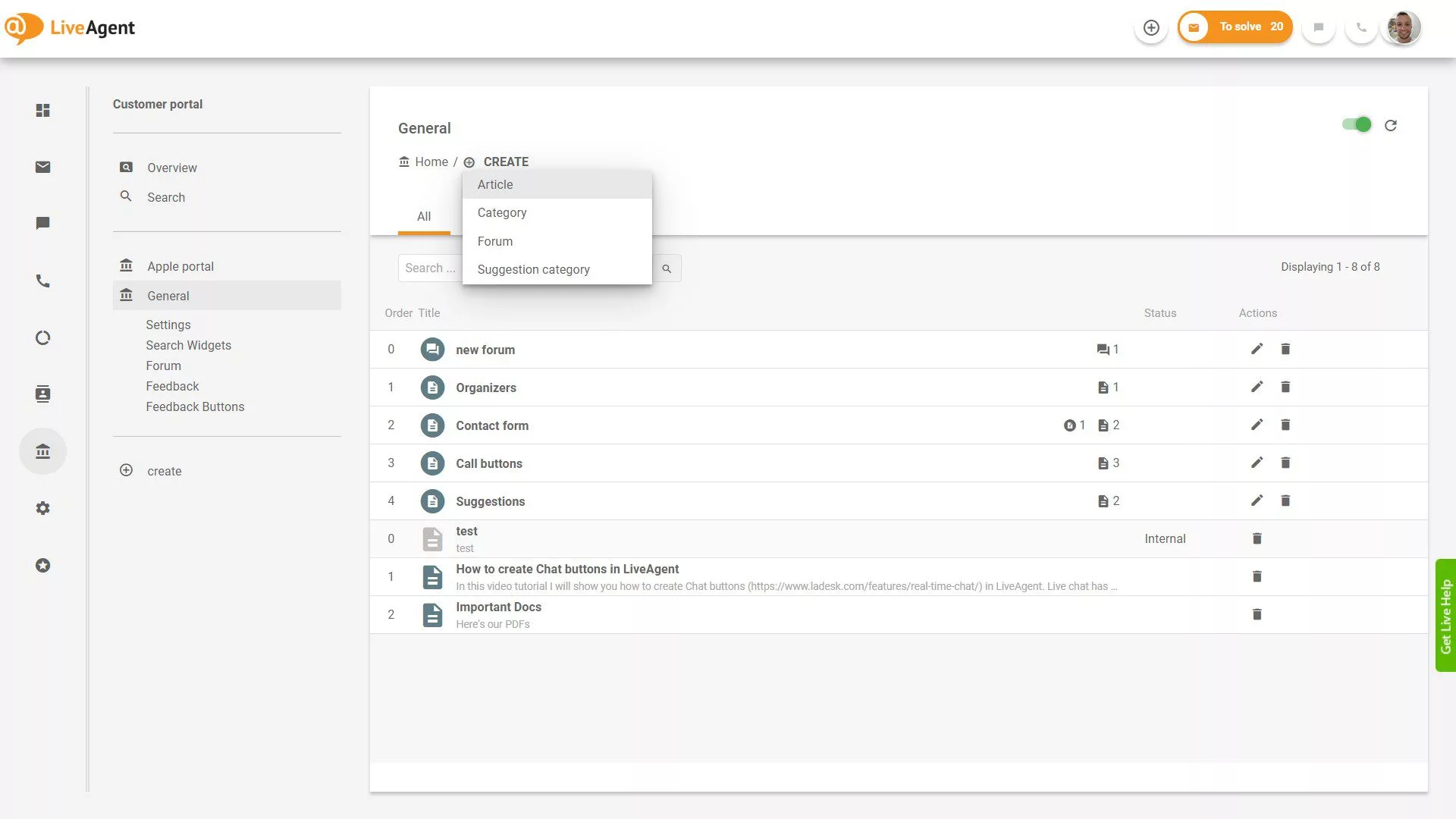 Обзор билетов LiveAgent внутри приложения