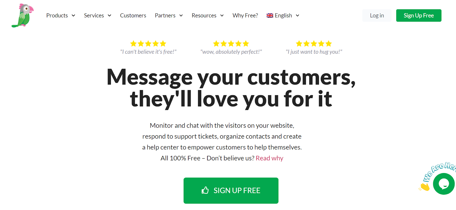 Tawk.to homepage - free ecommerce live chat software