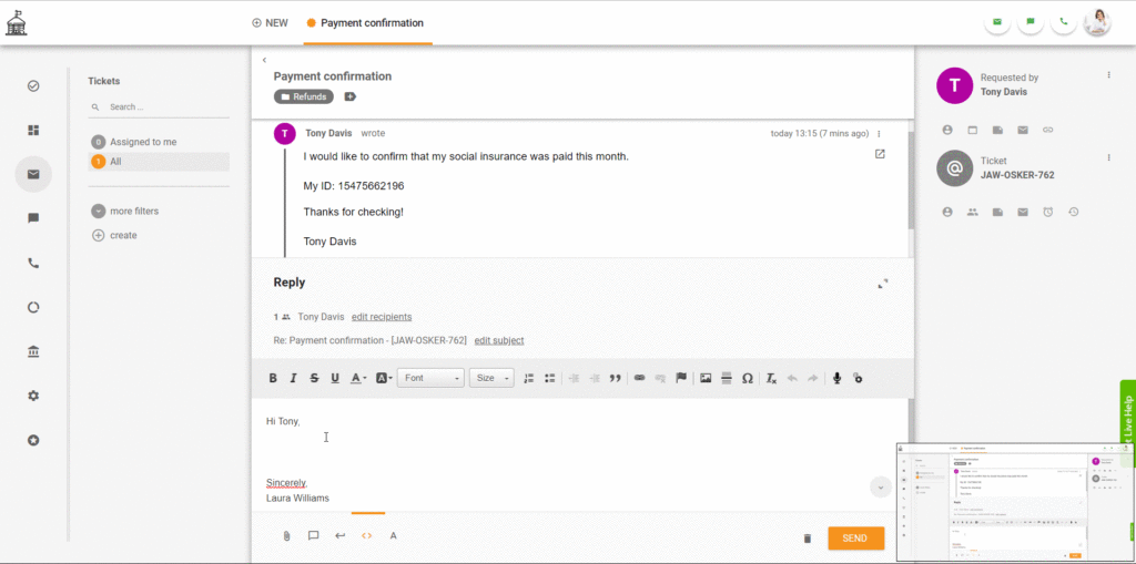 LiveAgent Ticket Example