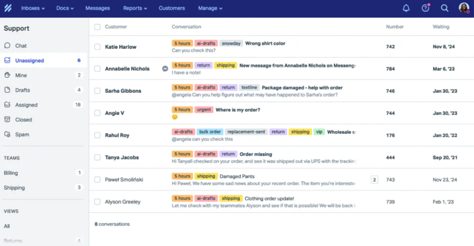 Help Scout shared inbox conversation view