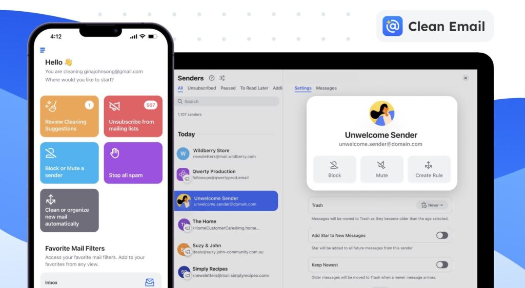 Домашняя страница Clean Email