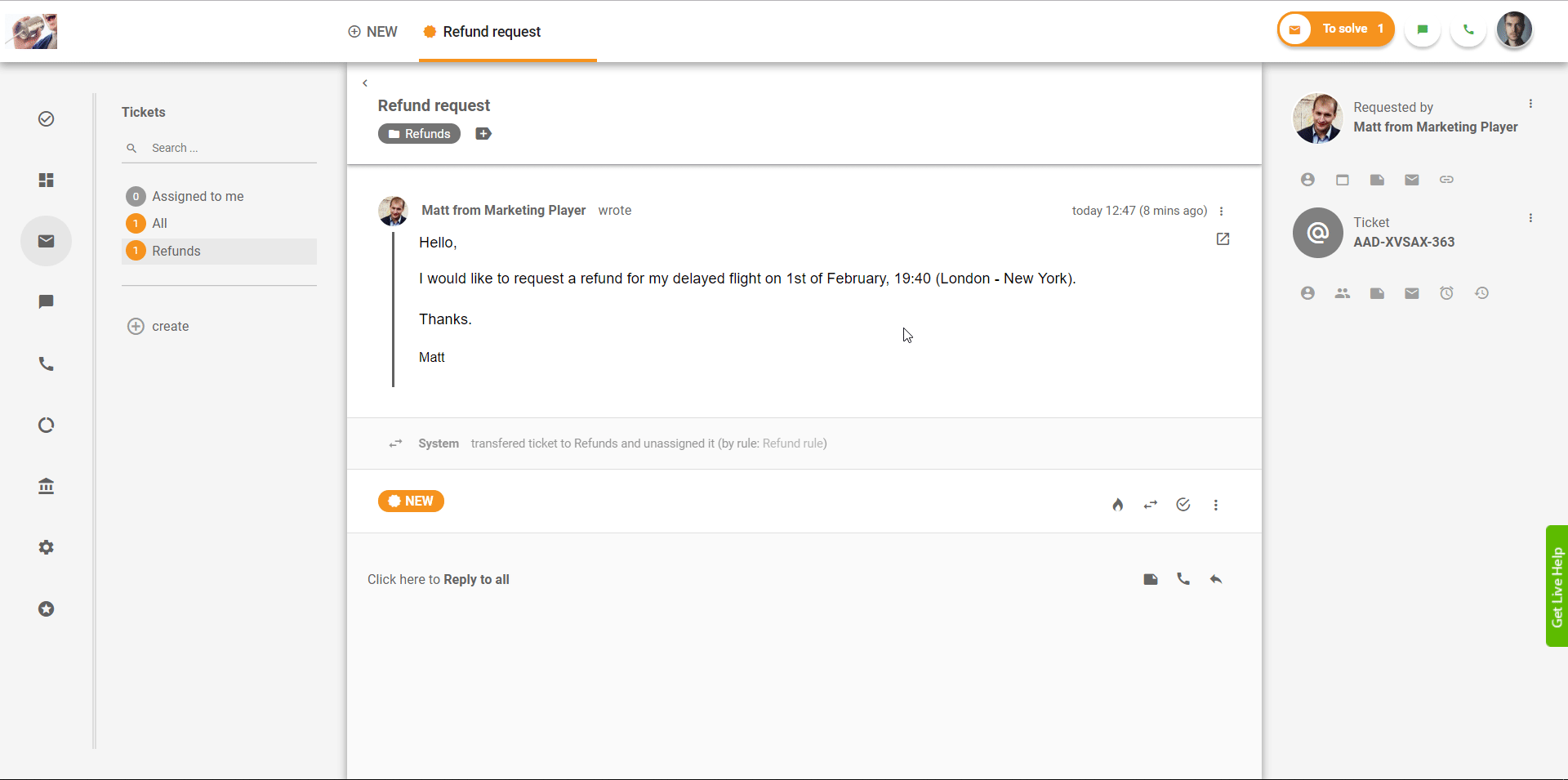 Customer service queue example showing tickets ordered by priority