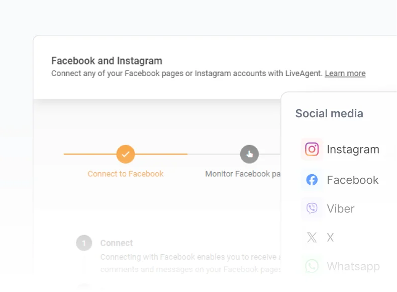 LiveAgent social media integrations with Facebook, Instagram, and WhatsApp