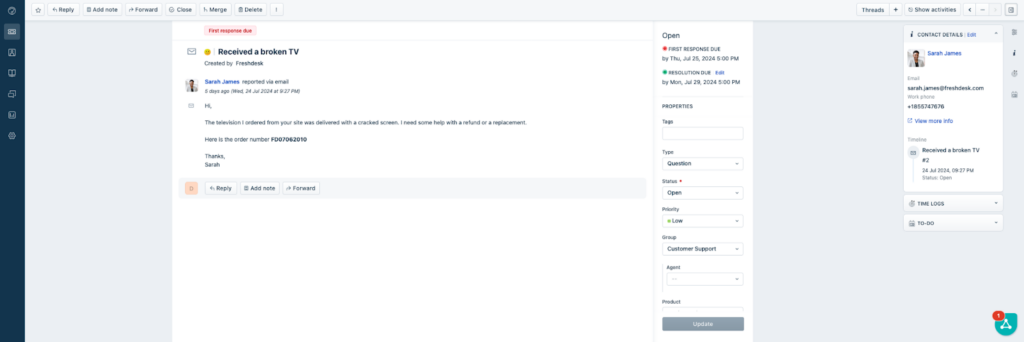 Среда системы тикетов Freshdesk