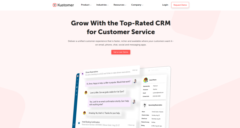 Домашняя страница Kustomer