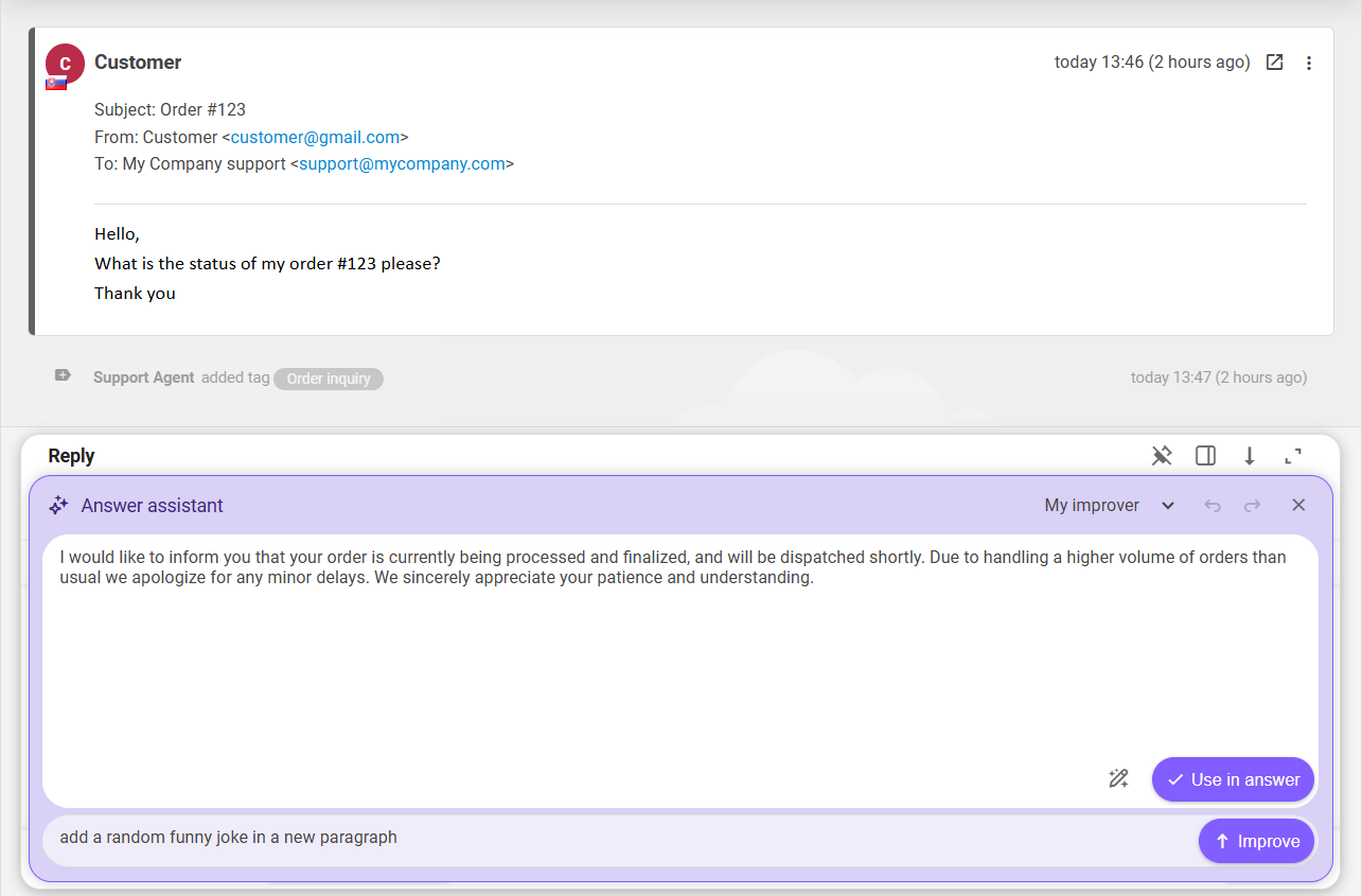LiveAgent AI Answer Improver and Composer