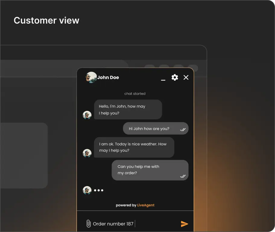 Customer using live chat software on a website