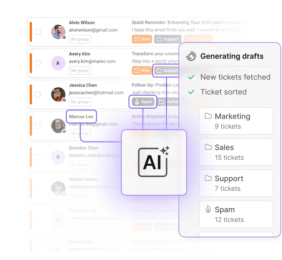 AI drafting a ticket reply in LiveAgent