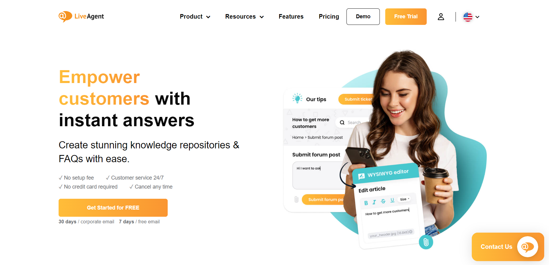 LiveAgent knowledge base landing page