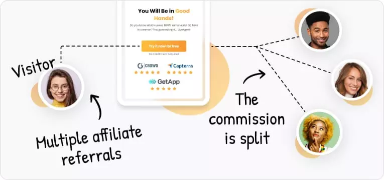 Several affiliates refer a sale