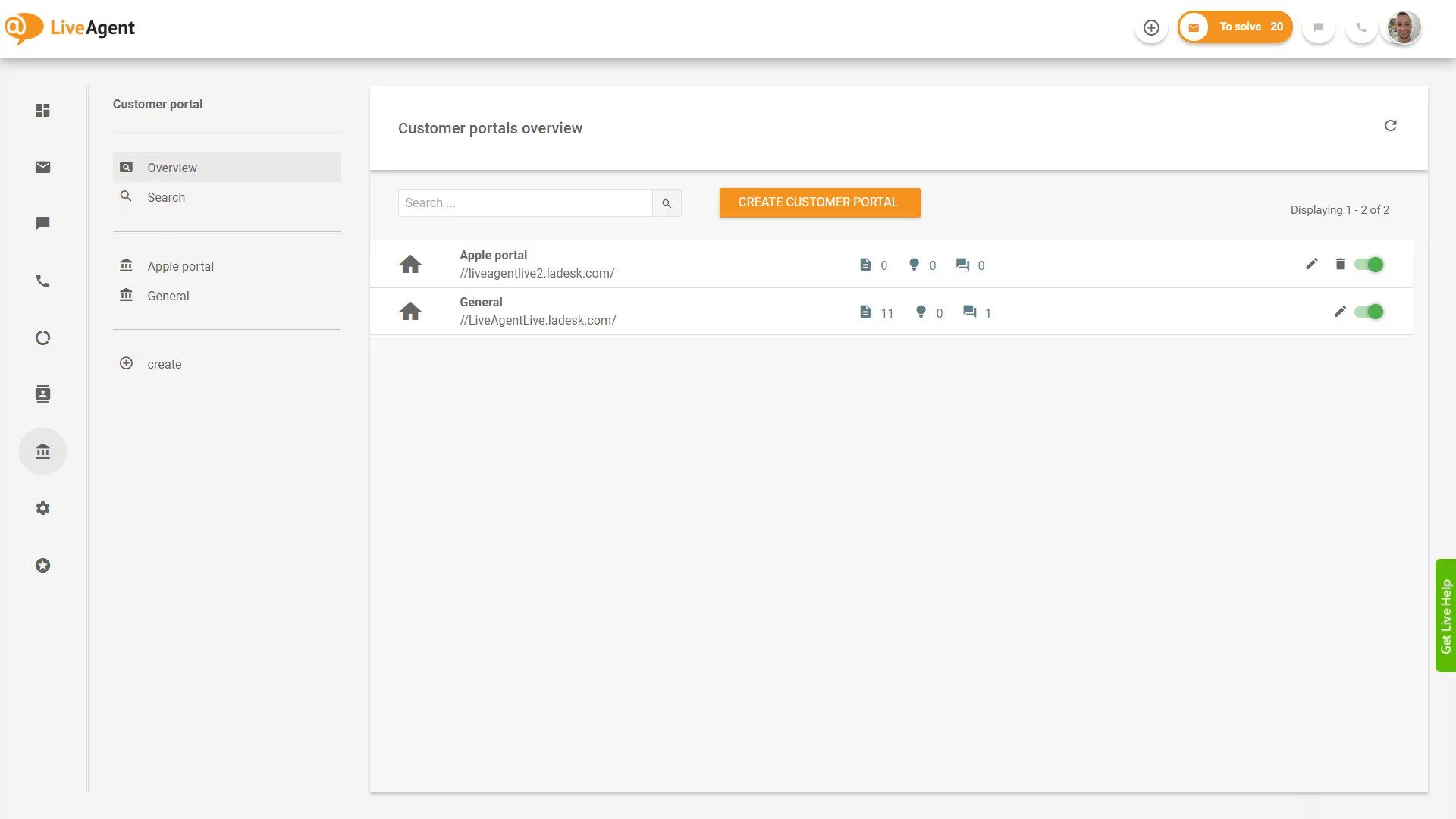 Обзор билетов LiveAgent внутри приложения