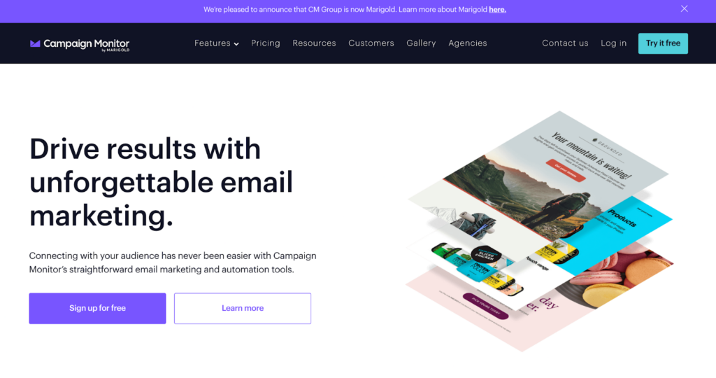 Домашняя страница Campaign Monitor, эффективная система управления и маркетинга электронной почты