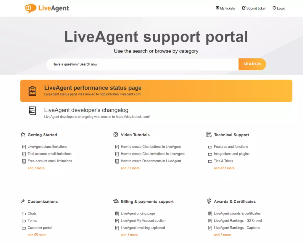 LiveAgent support portal