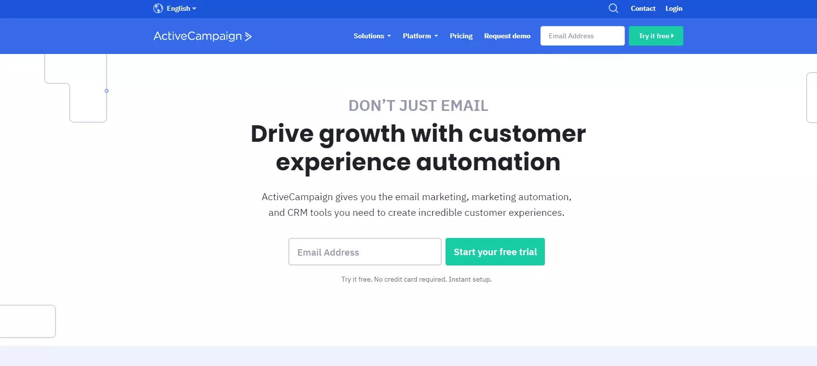 ActiveCampaign homepage