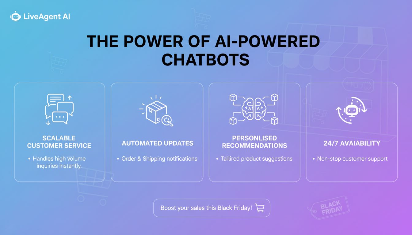 AI chatbots infographic showing benefits and use cases