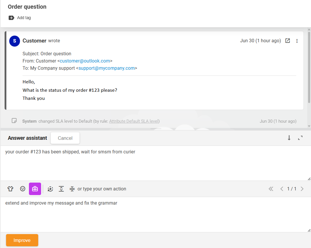 LiveAgent AI Answer Assistant feature