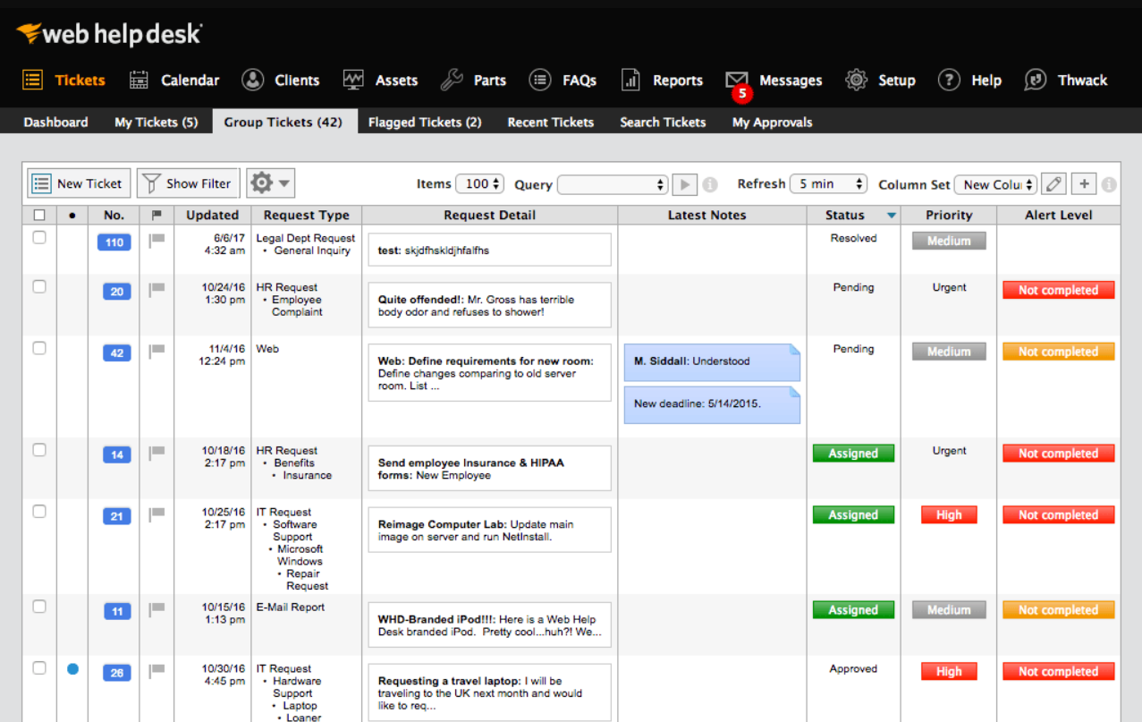 Заявки SolarWinds Service Desk