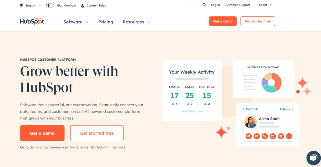 Hubspot homepage