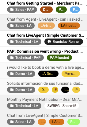 Collapsed tags in LiveAgent app