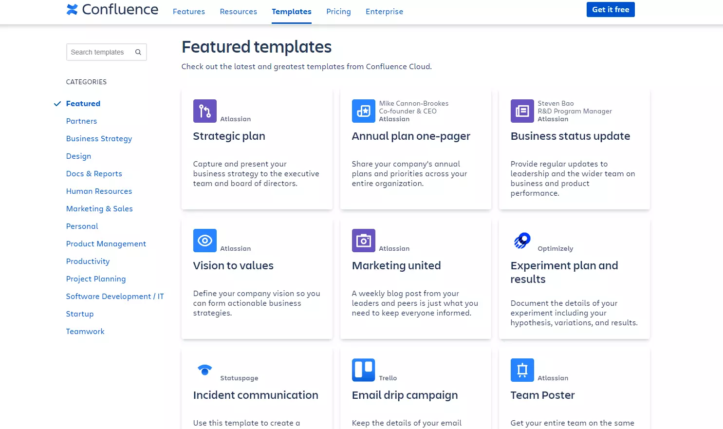 Confluence templates