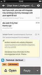 LiveAgent iOS app interface - Chat view