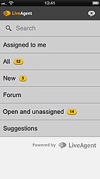 LiveAgent iOS app interface - Ticket management