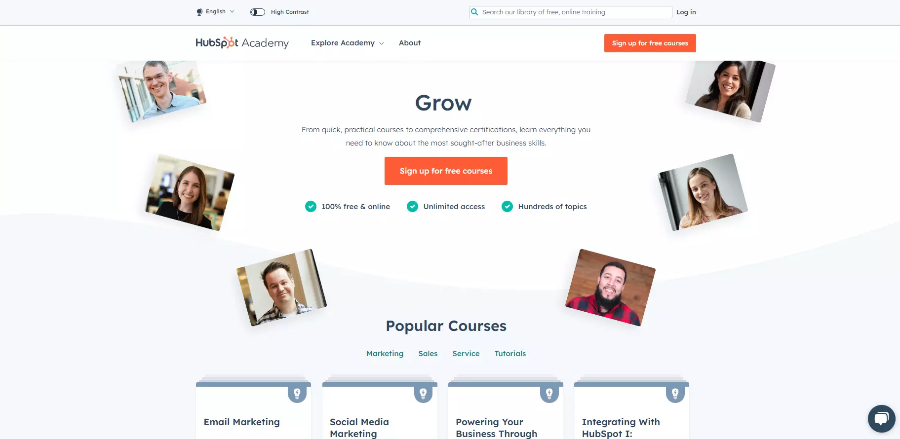 HubSpot Academy home page