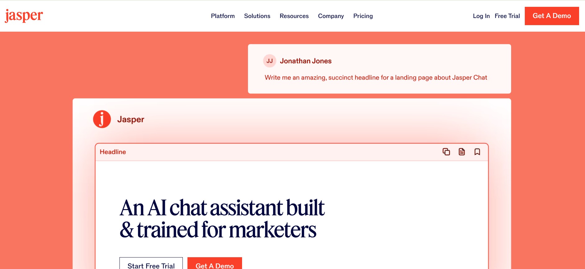 Jasper chat AI homepage overview