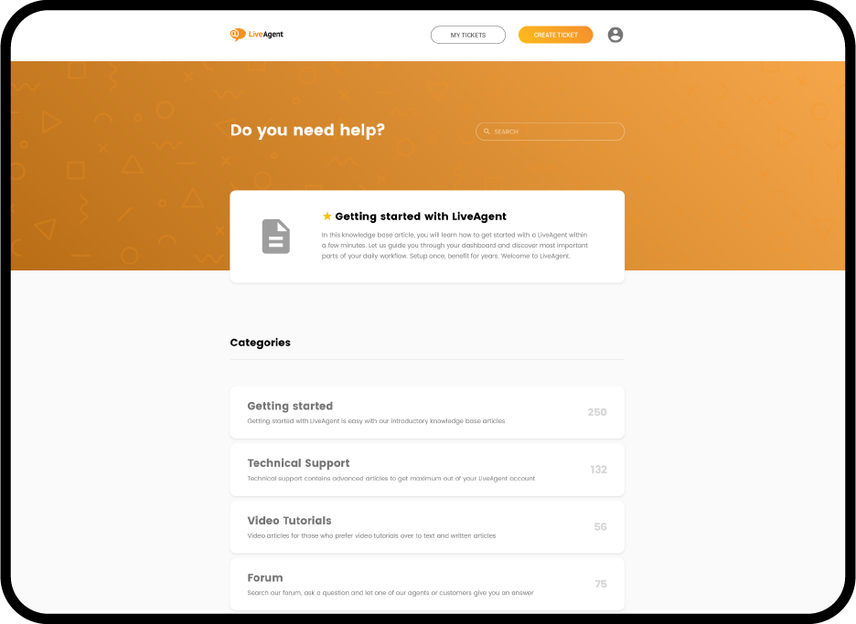 LiveAgent's internal knowledge base for agent support