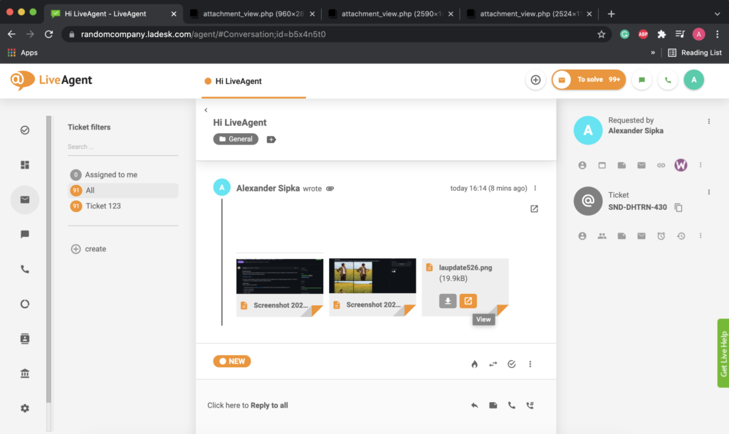 Attachments in web browser opened in multiple tabs