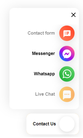 LiveAgent's Contact Us button with multiple communication channels providing accessible support