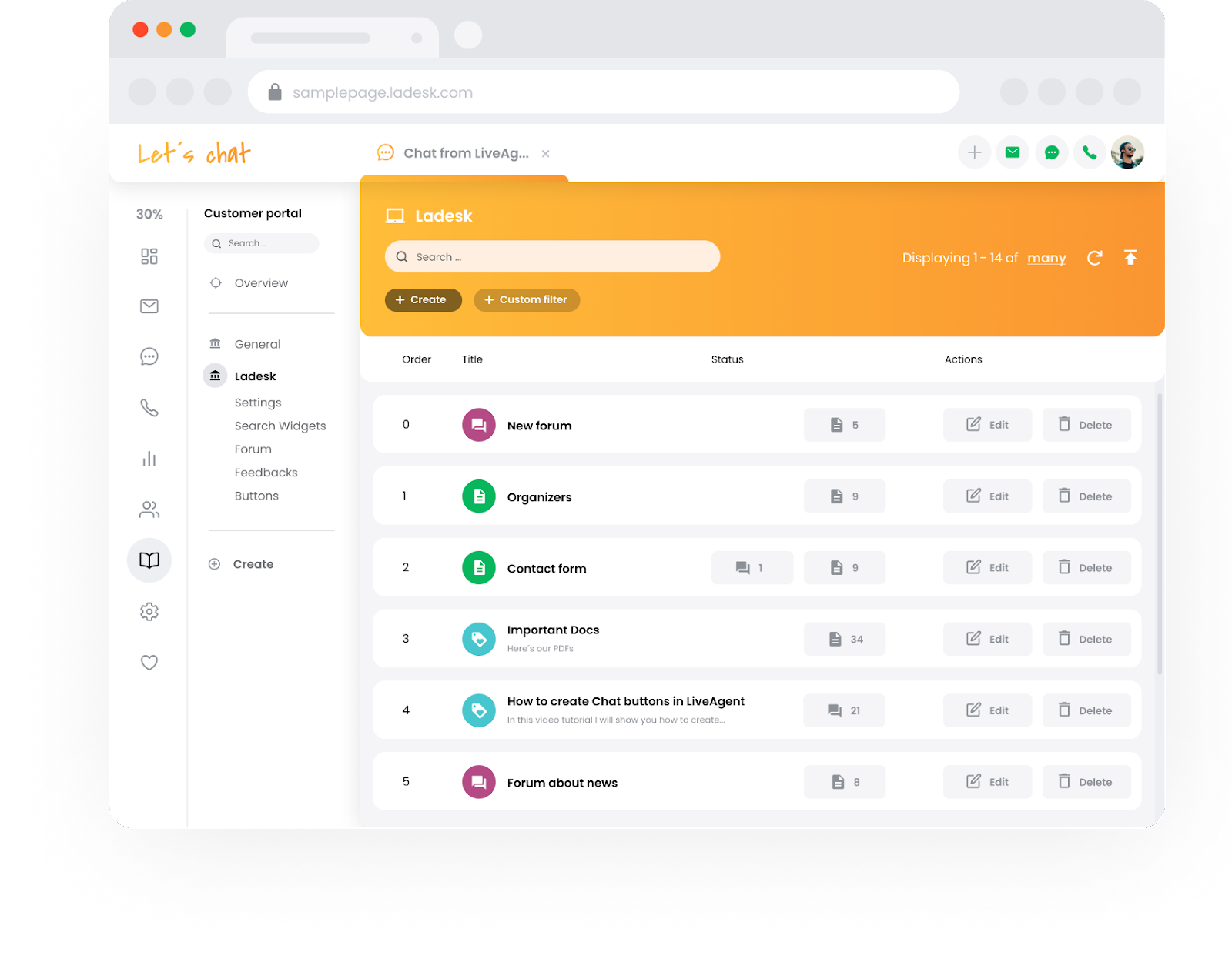 LiveAgent knowledge base support portal customization