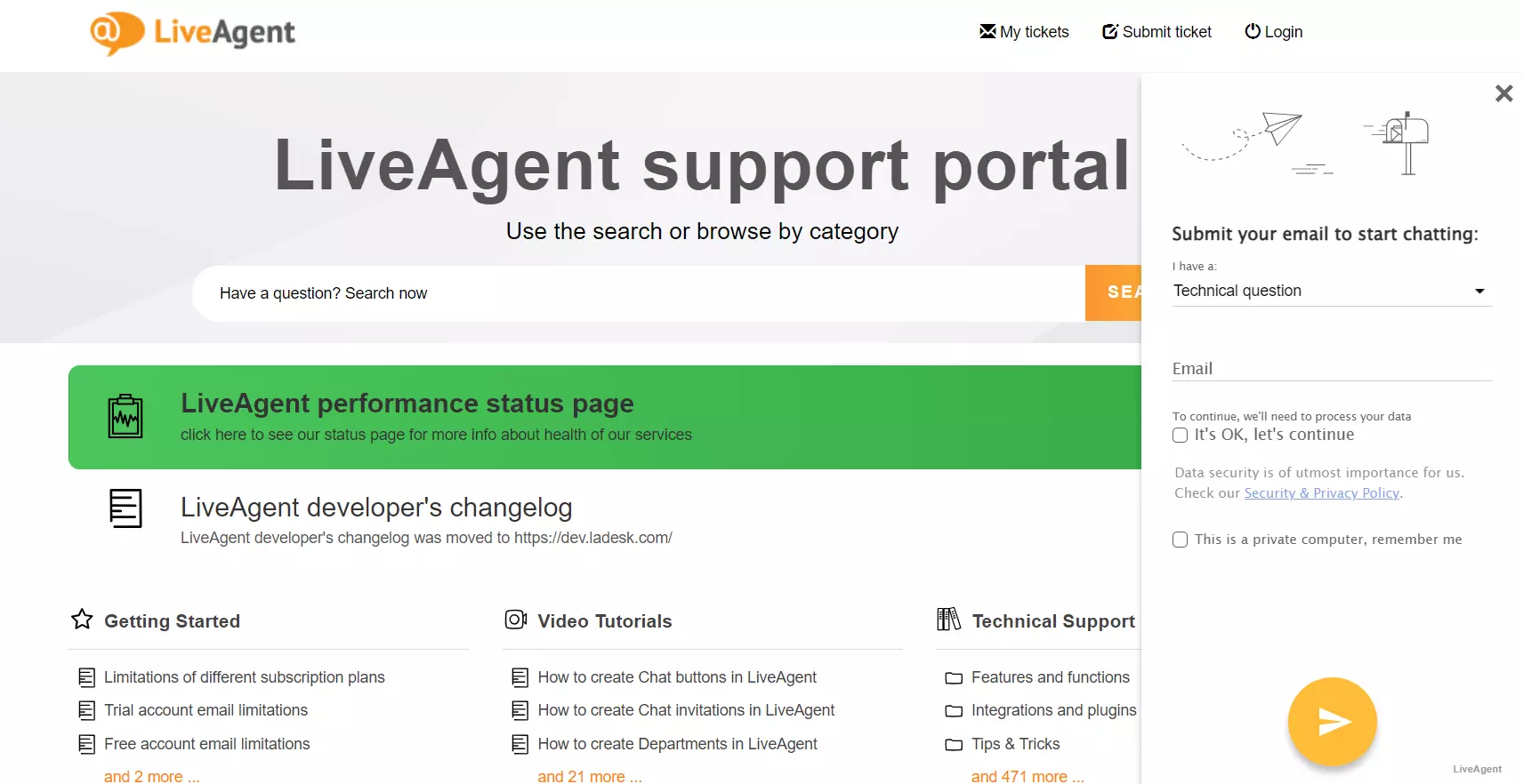 LiveAgent knowledge base support portal