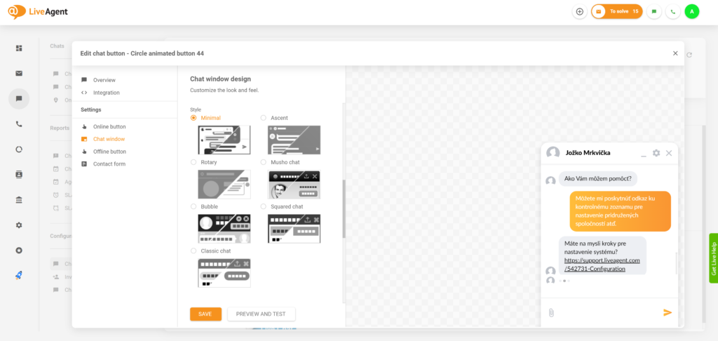 New design of LiveAgent live chat window