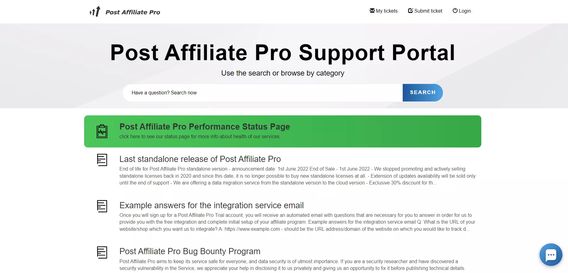 Post Affiliate Pro's support portal