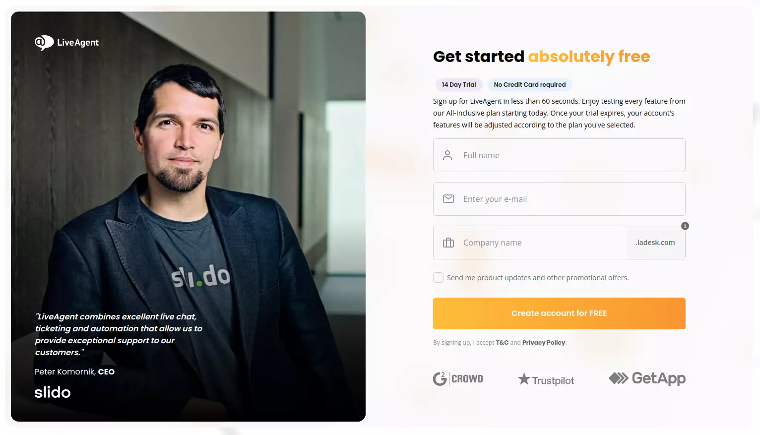 LiveAgent trial account