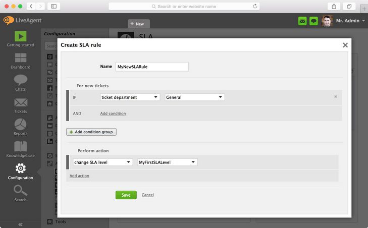 Image shows how to set new conditions and specify the action to be taken
