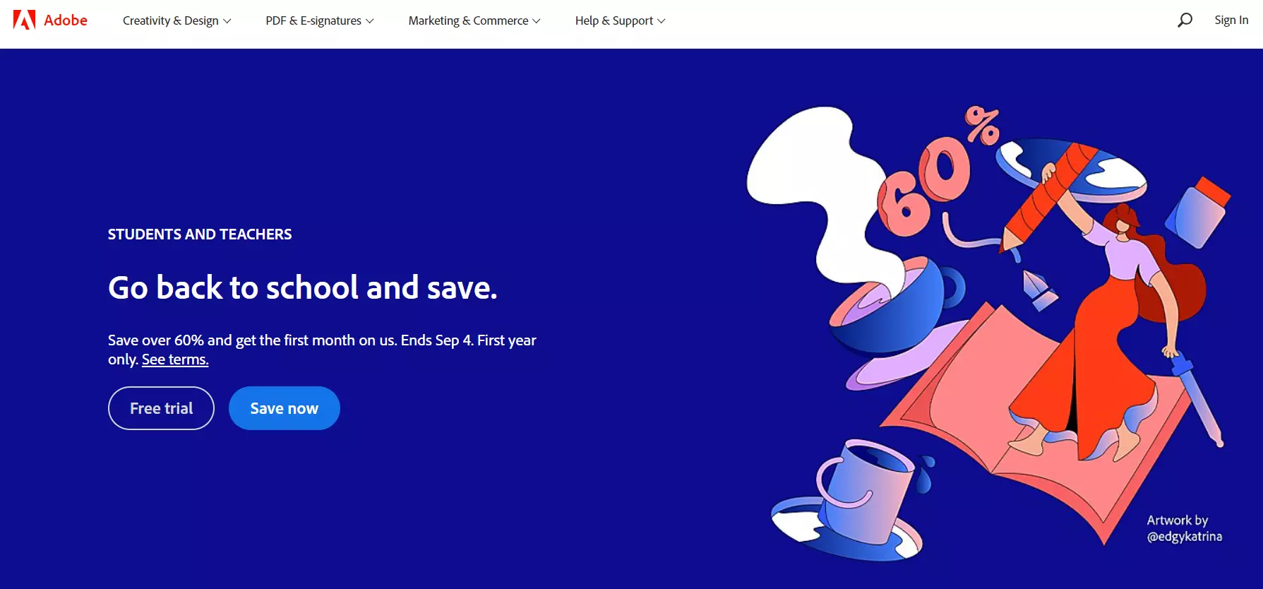 Adobe home page showcasing their content management system.