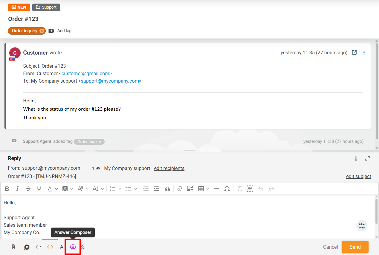 AI Answer Composer button