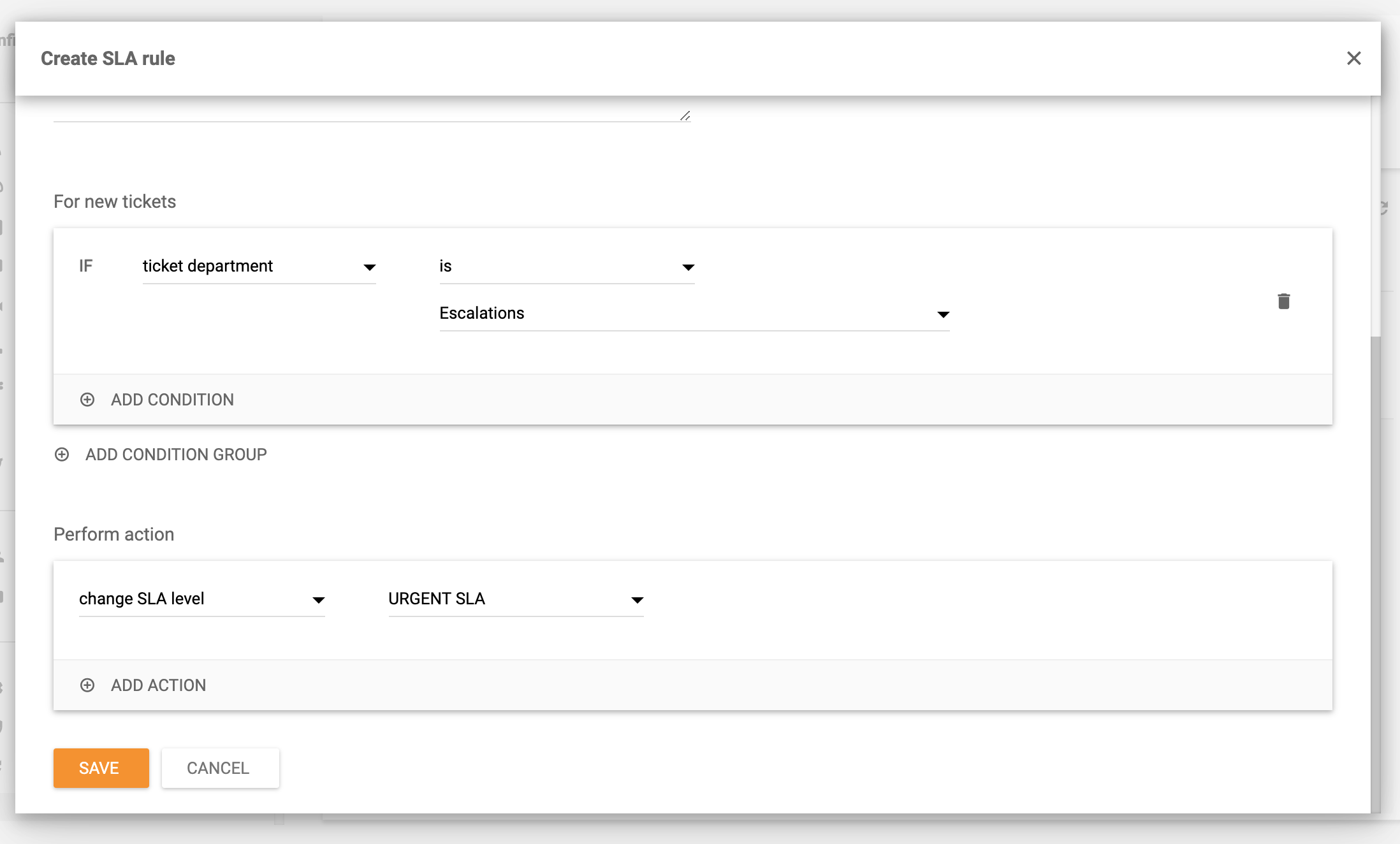 Create SLA rule in LiveAgent