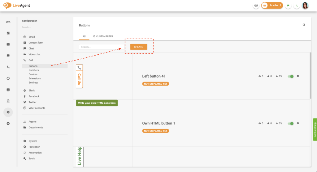 Создание кнопки вызова в LiveAgent