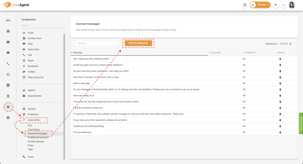 Creating a canned message