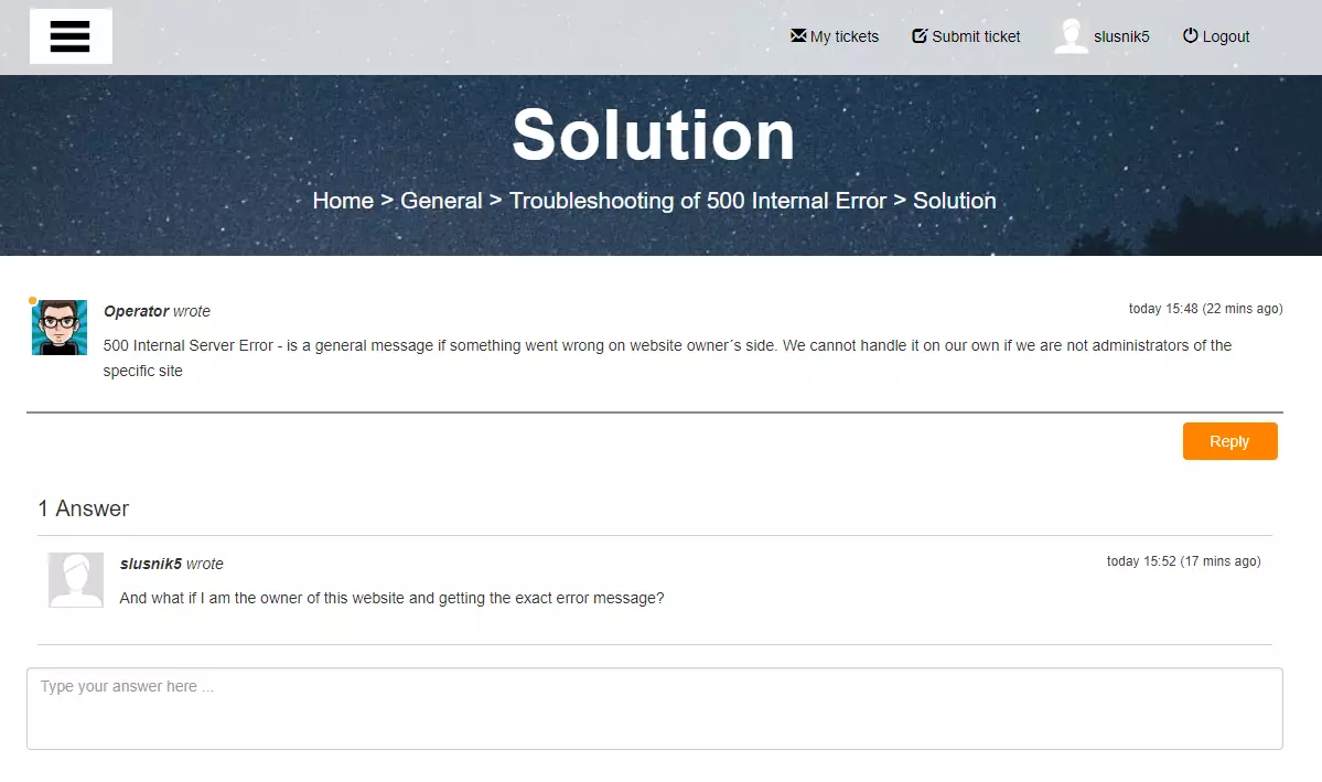 Public customer forum example