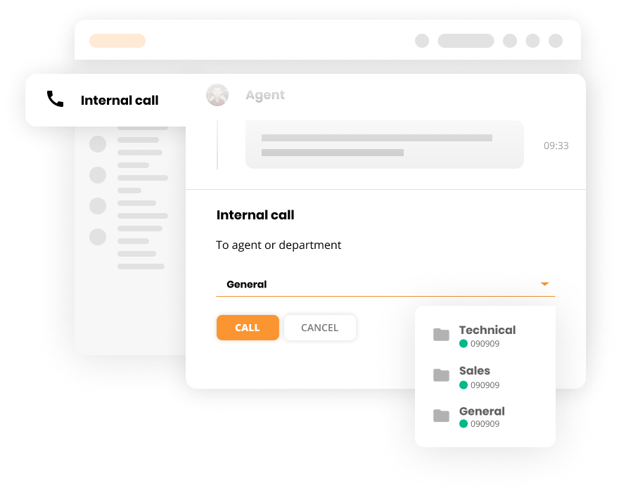 Internal call creation in LiveAgent