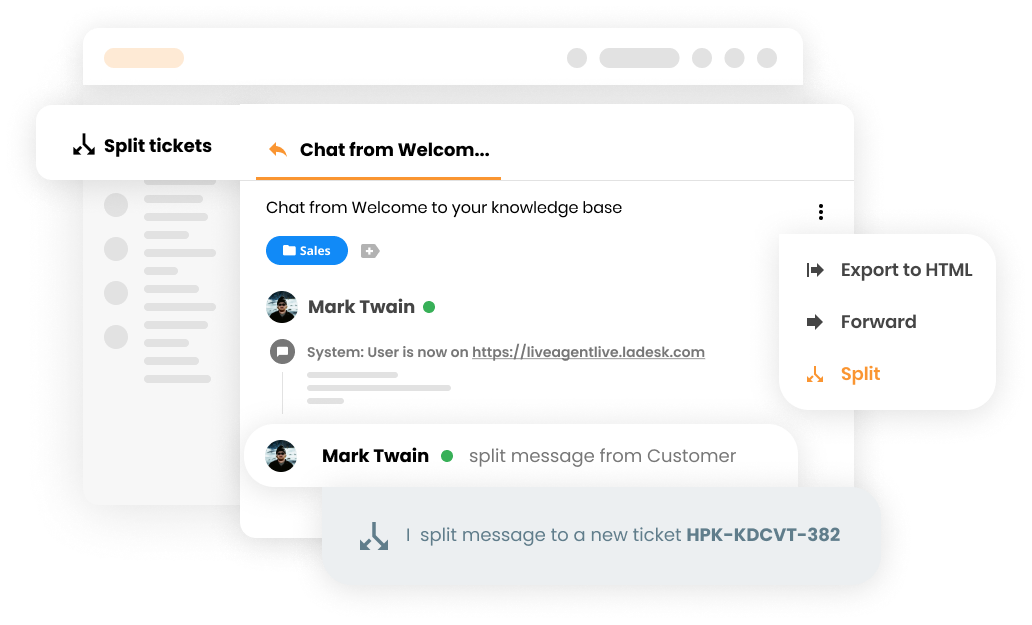 Макет функции разделения билетов