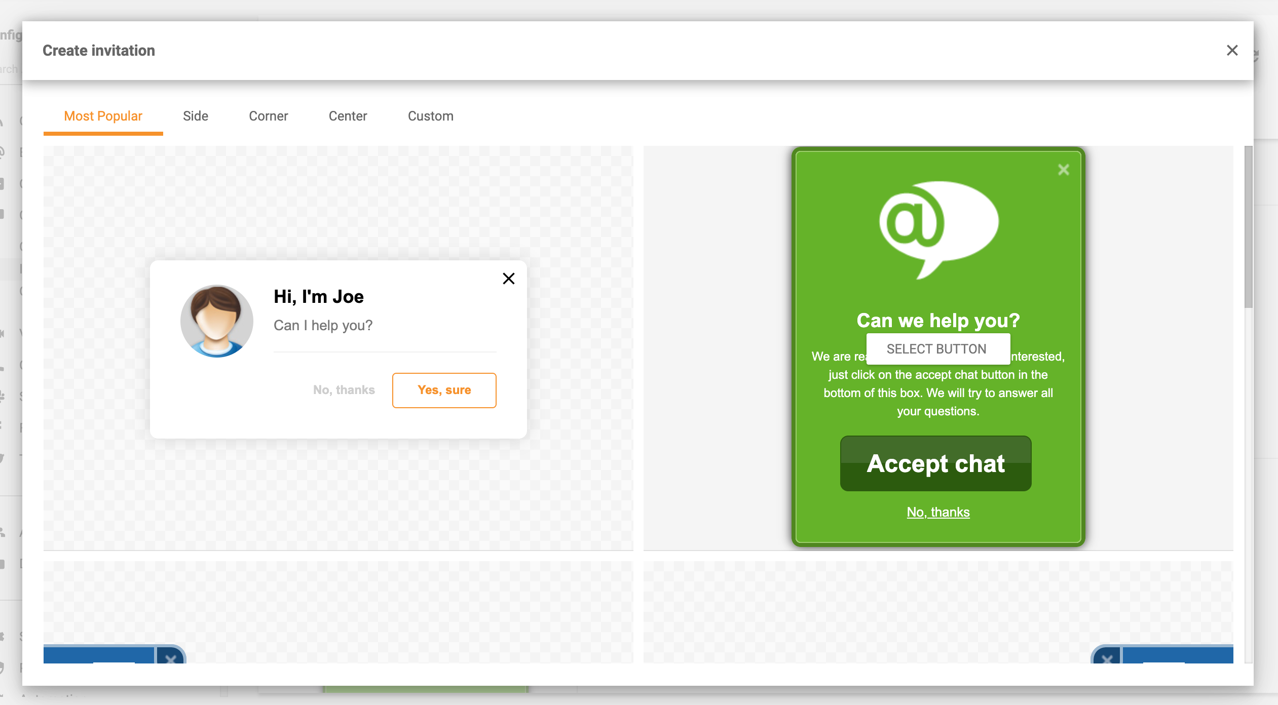 Proactive chat invitations feature in LiveAgent