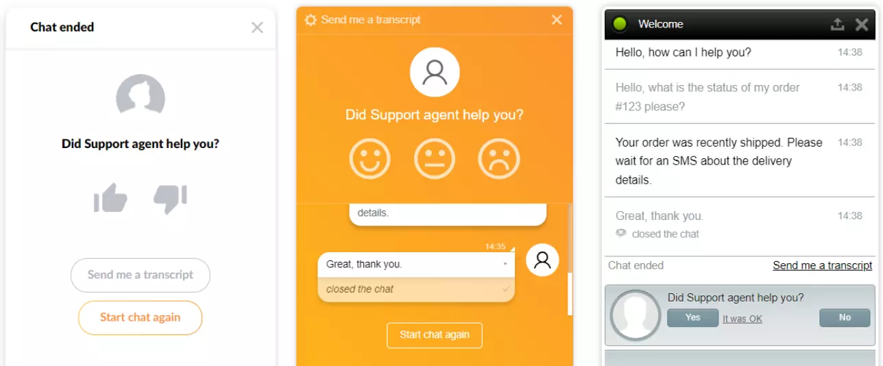 Image displaying the multiple options of post chat surveys in LiveAgent live chat software.