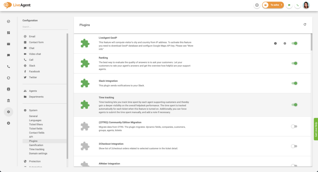 Отслеживание времени включено