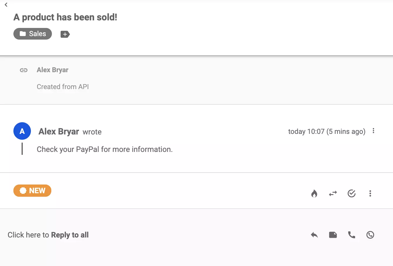 A ticket view in LiveAgent after a successful integration via Zapier