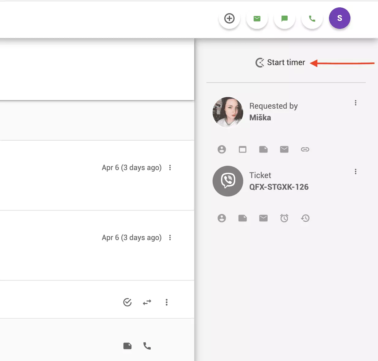 Таймер Clockify в тикете LiveAgent